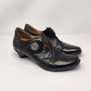 Think Black Leather Mary Jane Pumps Comfort Shoes Women Size 38 US 8 Retro